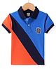 ToffyHouse Knitted Half Sleeves Polo T-Shirt with Cut & Sew Design - Red & Blue
