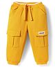 Babyhug Cotton Looper Knit Full Length Lounge Pant With Patch Detailing & Cargo Pockets - Yellow