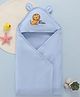 Babyhug Cotton Interlock Knit Hooded Towel with Lion Print L 76.2 x B 76.2 cm - Light Blue