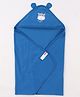 Babyhug Cotton Interlock Knit Hooded Towel with Hippo Print L 76.2 x B 76.2 cm - Light Blue