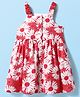 Babyhug Cotton Woven Sleeveless Front Open Frock with Floral Print - Red