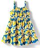 Babyhug Single Jersey Knit Sleeveless Frock with Floral Print - Blue