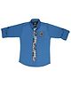 MASHUP Full Sleeves Patch Detailed Shirt With Tie - Blue
