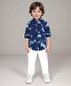MASHUP Cotton Full Sleeves Abstract Printed Tie Dye Shirt With Pant - White