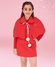 Cutecumber Solid Dress With Full Sleeves Shrug - Red