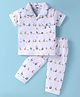 Pink Rabbit Single Jersey Knit Half Sleeves Night Suit With Boat Print - White