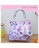 Rosada Lilac Garden Multipurpose Trendy Tote Hand Sling Bag | Lunch Tiffin Bag | Waterproof Stylish Bag for Outing Activity Picnic Travel for Kids Boy Girl  and Baby with Toy Hanging  Small (20x20 Cm)