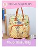 Rosada Animal Print DIY Personalised Box Backpack with Alphabet Name Kit & Plush Keychain ,Water Resistant Box Backpack for School (Standard Size)