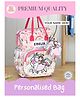 Rosada Princess Print DIY Personalised Box Backpack with Alphabet Name Kit & Plush Keychain ,Water Resistant Box Backpack for School (Standard Size)