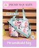 Rosada Pink Flower DIY Personalised Insulated Tiffin Bag for Kids | Water Resistant Lunch Bag with Alphabet Name Kit, Sling Strap & Thermal Inner  Onesize