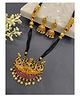 Digital Dress Room Long Mangalsutra with Earrings Set Peacock/Laxmi With Pearl PendantGold & Black Beads Chain - 80 g