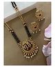 Digital Dress Room Long Mangalsutra with Earrings Set Elephant/Flower With Pearl Pendant Gold & Black Beads Chain