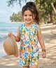 Babyhug Cotton Knit Sleeveless Jumpsuit with Tropical Theme Print - White