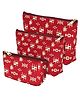Storite Small Canvas Set of 3 Multipurpose Travel Pouch -  Pouch for Cosmetic stuffs -  Women Makeup Organizer Bag -  Aesthetic and Trendy - (in Red Color with Golden Print)