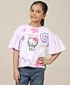 Kidsville Cotton Hello Kitty Featuring Half Bell Sleeves Kitty White Printed Tee - Purple