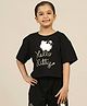 Kidsville Cotton Hello Kitty Featuring Half Sleeves Kitty White Printed Tee - Black