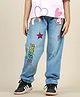 Kidsville Denim Unicorn Patch Embroidered Mild Washed Joggers - Blue