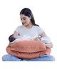 Cherilo Maternity Pillow for Breastfeeding Baby, Plus Size Feeding Pillow with Security Fence Design for Extra Baby Support, Adjustable Waist Strap | Removable Premium Velvet Cover - Peach