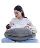 Cherilo Multipurpose 5 in 1 Baby Breastfeeding Pillow with Security Fence Design, Adjustable Strap & Bottle Holder, for Nursing, Baby Support & Playtime | Washable Premium Velvet Cover - Grey