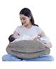 Cherilo Baby Feeding Pillow with Security Fence Design for Extra Baby Support 0 to 12 months, Plus Size Maternity Pillow with Removable Premium Velvet Cover, Adjustable Waist Strap - Grey Leaf