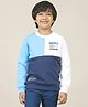 Kidsville Full Sleeves ISRO Space Theme Back Satellite Printed Sweatshirt - White & Blue