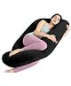 Cherilo Full Body G Shaped Pregnancy Pillow for Pregnant Women and Nursing Mom | Single Pillow for Multipurpose Use During Maternity | Premium Velvet Outer Cover with Zip |Black