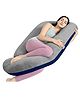 Cherilo Full Body G Shaped Pregnancy Pillow for Pregnant Women and Nursing Mom | Single Pillow for Multipurpose Use During Maternity | Premium Velvet Outer Cover with Zip | Grey+Navy Blue