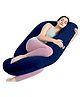 Cherilo Full Body G Shaped Pregnancy Pillow for Pregnant Women and Nursing Mom | Single Pillow for Multipurpose Use During Maternity | Premium Velvet Outer Cover with Zip | Navy Blue