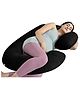 Cherilo Full Body C Shaped Pregnancy Pillow for Pregnant Women and Nursing Mom | Single Pillow for Multipurpose Use During Maternity | Premium Velvet Outer Cover with Zip |Black