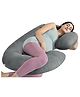 Cherilo Full Body C Shaped Pregnancy Pillow for Pregnant Women and Nursing Mom | Single Pillow for Multipurpose Use During Maternity | Premium Velvet Outer Cover with Zip | Grey