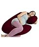 Cherilo Full Body C Shaped Pregnancy Pillow for Maternity & Baby Nursing | Abdomen, Hip, Spine, Neck & Head Support Cushion | Premium Velvet Outer Cover with Zip | Maroon