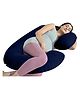 Cherilo Full Body C Shaped Pregnancy Pillow for Pregnant Women and Nursing Mom | Single Pillow for Multipurpose Use During Maternity | Premium Velvet Outer Cover with Zip | Navy Blue