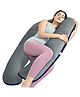 Cherilo Full Body U Shaped Pregnancy Pillow for Pregnant Women and Nursing Mom | Single Pillow for Multipurpose Use During Maternity | Premium Velvet Outer Cover with Zip |GREY+NAVY BLUE