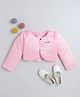 The Magic Wand Full Sleeves Shrug With Dream Text Designed Brooch - Baby Pink