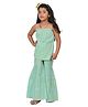 CLOTH BITES Rayon Sleeveless Floral Printed Kurta & Coordinating Sharara Set - Aqua Blue