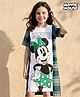 Pine Kids Disney Single Jersey Knit Half Sleeves Shrug Style Dress with Minnie Mouse Graphics & Badge Detailing - Green
