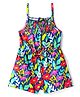 Babyhug Cotton Knit Singlet Sleeves Jumpsuit With Floral Print - Navy Blue