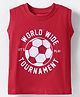 Babyhug 100% Cotton Sleeveless T-Shirt - Red & White