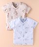 Pink Rabbit Interlock Knit Half Sleeves Jhablas With Animal Print Pack of 2 - Blue & Grey