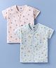 Pink Rabbit Interlock Knit Half Sleeves Jhablas With Panda & Carrot Print Pack Of 2 - Light Blue & Light Brown