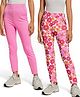 Honeyhap Premium Cotton Elastane Knit Leggings With Floral Print Pack Of 2 - Prism & Fandango Pink