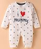 Mini Taurus Interlock  Woven Full Sleeves Romper with Star & I love Mummy Print - White & Navy