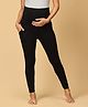 The Mom Store Cotton Spandex Solid Maternity Leggings - Black