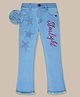 Nino Togs Star Text Embroidered Beads Embellished Jeans - Light Blue