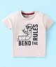 Pink Rabbit Single Jersey Knit Half Sleeves Text Printed T-Shirt - Beige