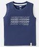 Pink Rabbit Single Jersey Knit Sleeveless Text Printed Tank T-Shirt - Navy Blue