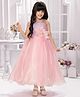 Tiny Kingdom Satin Sleevless Sequins Embellished Floral Applique Detailed Gown - Pink