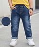 Mark & Mia Cotton Lycra Full Length Jeans with Distress Detailing- Blue