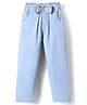 Mark & Mia Cotton Lycra Full Length  Paper Bag Waist Jeans with Bow Applique - Light Blue