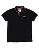Pepe Jeans Cotton Knit Half Sleeves Solid Color Polo T-Shirt with Brand Logo Embroidery - Black